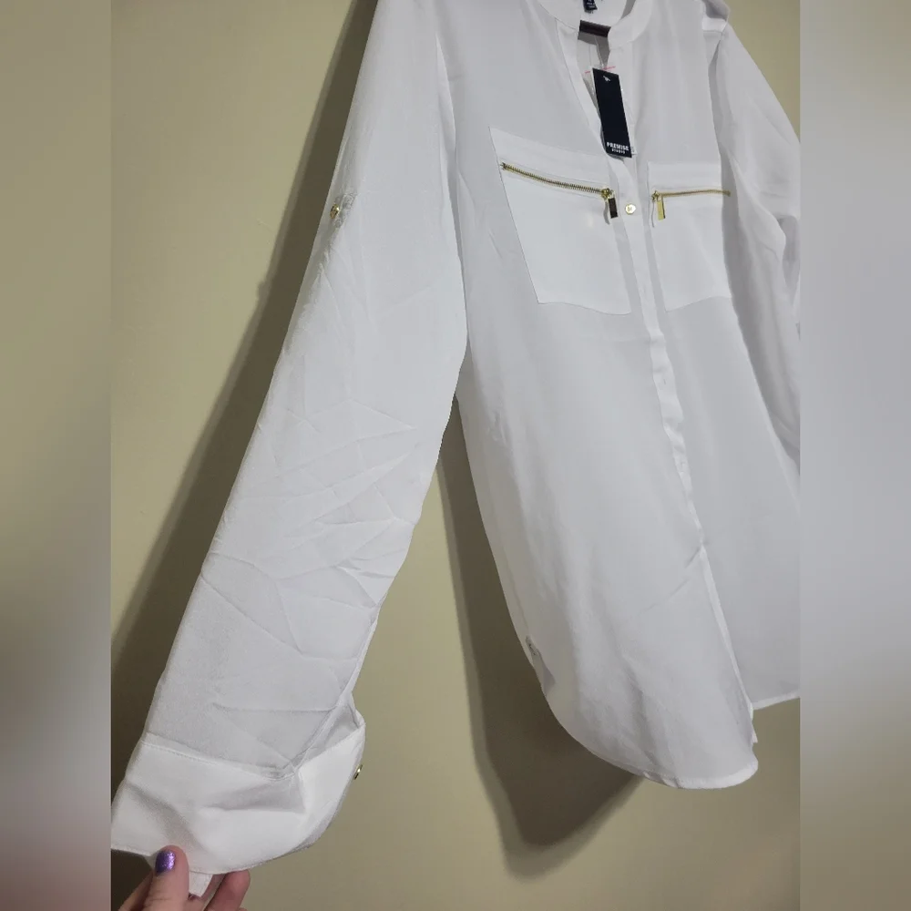 Premise studios XL white blouse NWT - Picture 3 of 4